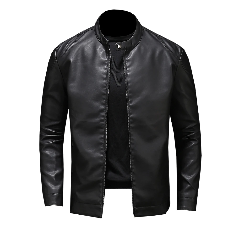 

Nice Men Fashion Leather Jacket Slim Fit Stand Collar PU Jacket Male Anti-wind Motorcycle Lapel Diagonal Zipper Jackets Men 5XL