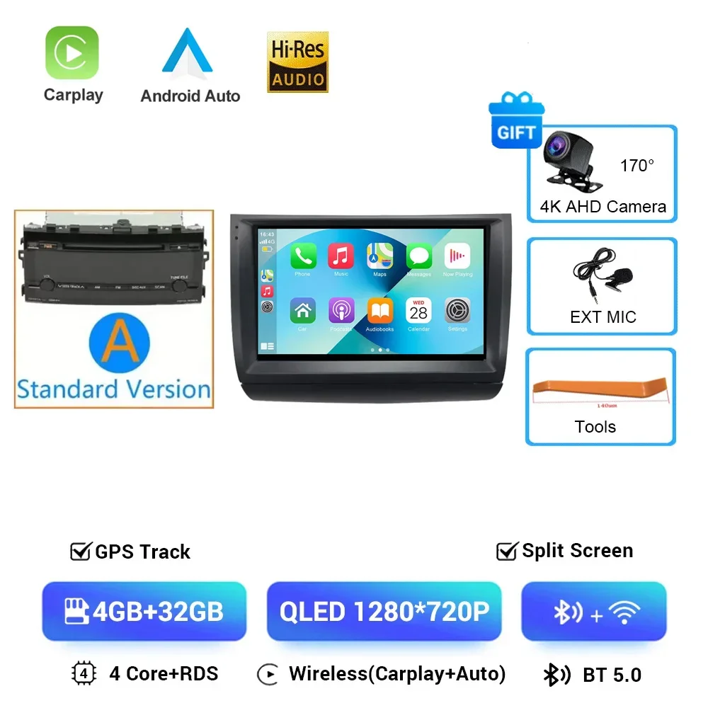Carplay Autoradio 2 din Android 16 Voor Toyota Prius 20 2003-2009 Autoradio Multimedia Video Player GPS navigatie Stereo BT HU