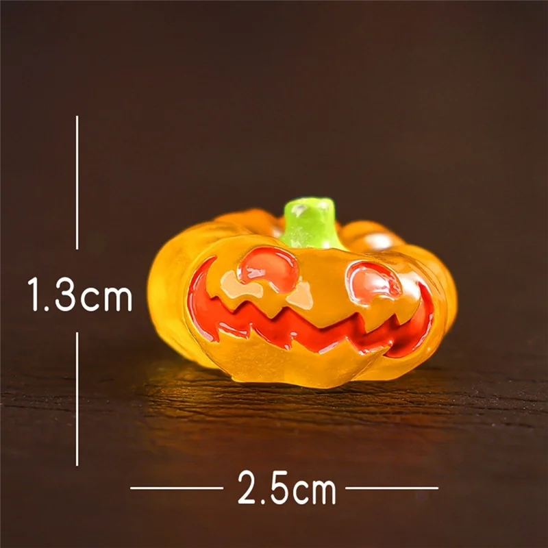 

AINY-Fairy Garden Ornament Halloween 8 Pcs Luminous Micro Landscape Miniature Figurine Resin Craft Pumpkin Ghost Decoration