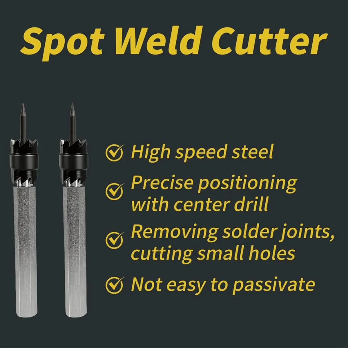 مجموعة قطع لحام نقطي مكونة من 13 قطعة، لقم ثقب HSS مزدوجة الجوانب 3/8 بوصة و5/16 بوصة، كوبالت مطلي بالتيتانيوم للمعادن والخشب #1