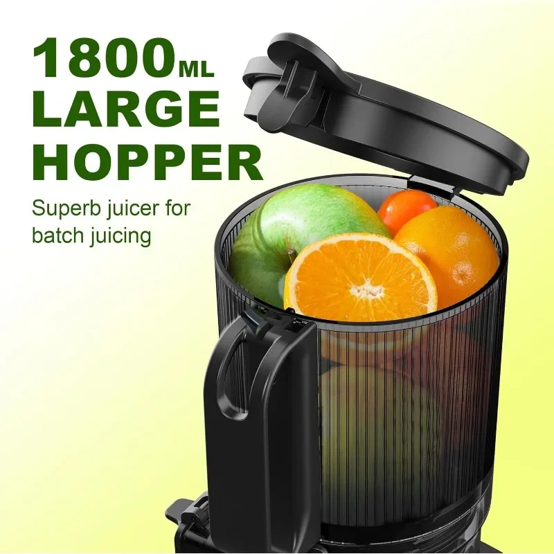 Cold Press Juicer Machines,Fretta 5.3Self Feeding Slow Masticating Juicers Fit Whole Fruits&Vegetable Easy Clean Juice Extractor