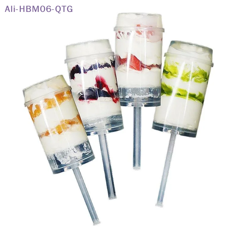 10pcs Pushable Cake Holders Diy Push Cake Mold Cylinder Shaped Cake Pusher Push Pops Plastic Containers With Lids For Kitchen
