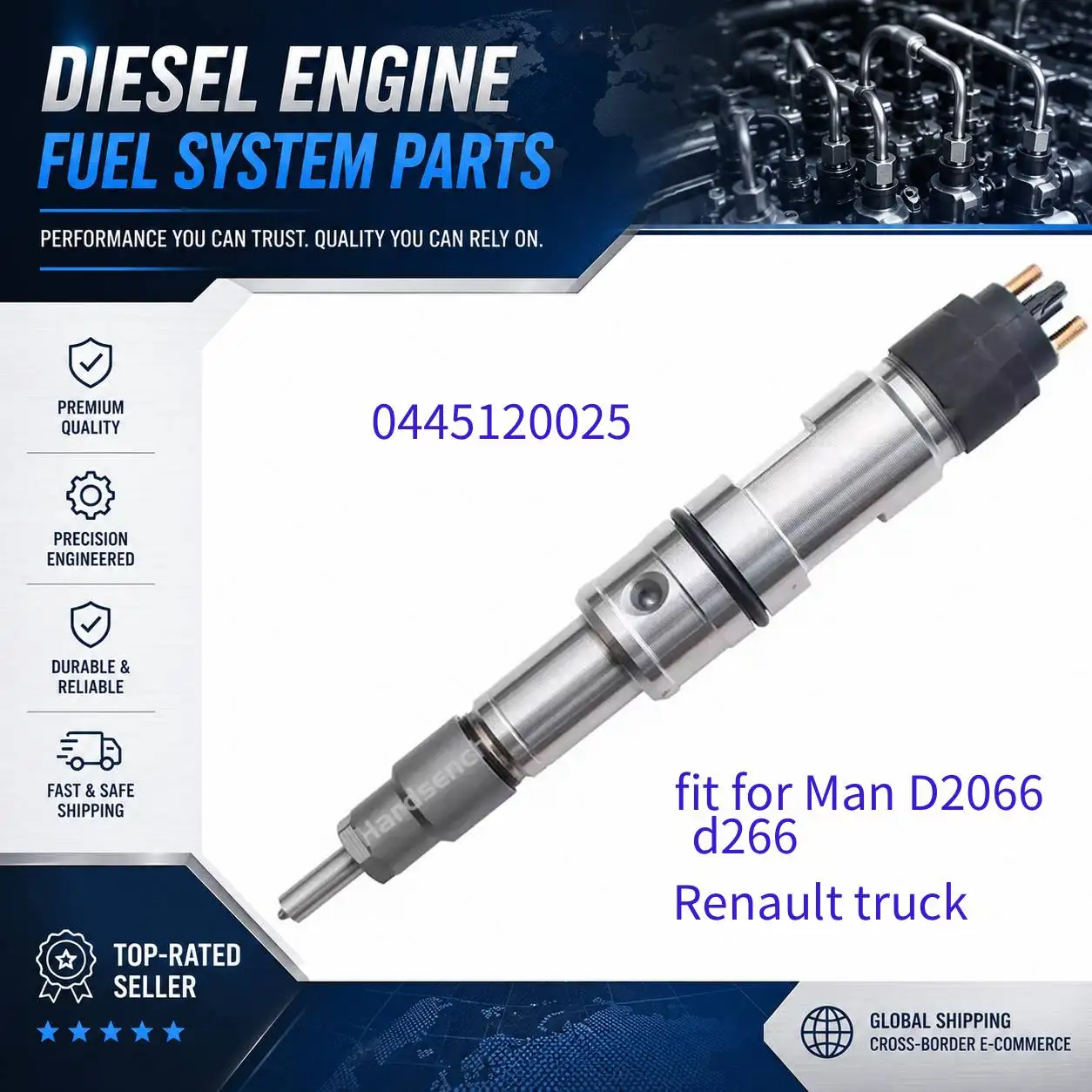 0445120025 Inyector de combustible diésel common rail para MAN D2066 D2666 Renault Trucks Iveco Cursor