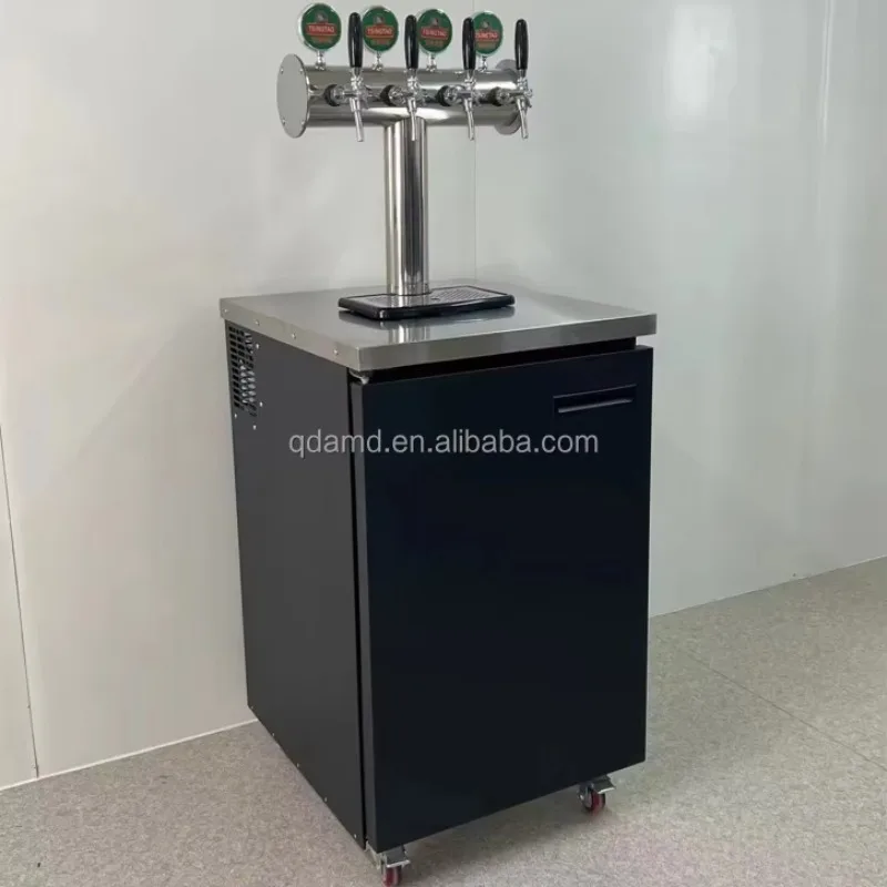 180L 4-Tap Stainless Steel Draft Beer Kegerator Dispenser With Tap Tower For Home Beer Brewing And Kegging Work
