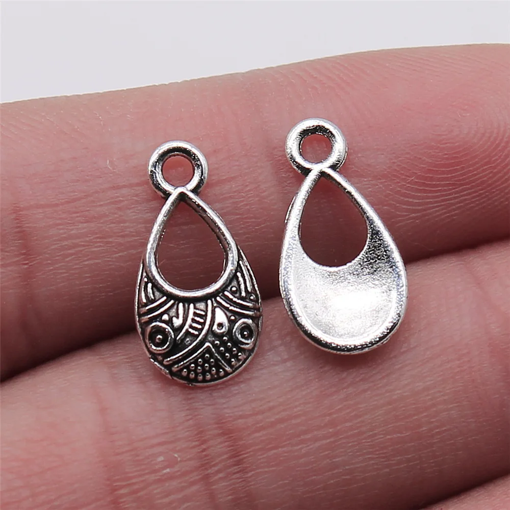 WYSIWYG 20pcs 9x17mm Antique Silver Color Water Drop Charms Pendant For DIY Jewelry Making Handmade Jewelry Craft Findings