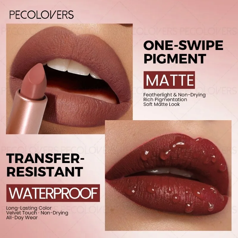 1 lápiz labial mate, múltiples tonos rojos, resistente al agua, duradero, no pegajoso, diseño giratorio, brillo de labios, delineador de labios, maquillaje diario