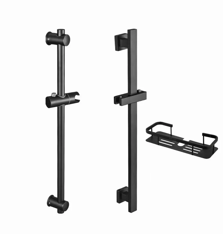 

304 stainless steel 66cm square / rould rod shower sliding bar black color