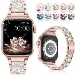 Bling Diamond Strap For Apple Watch Band 40mm 45mm 44mm 41mm 42mm 38mm Metal Belt For IWatch Series 7 SE 6 5 4 Ladies Bracelet