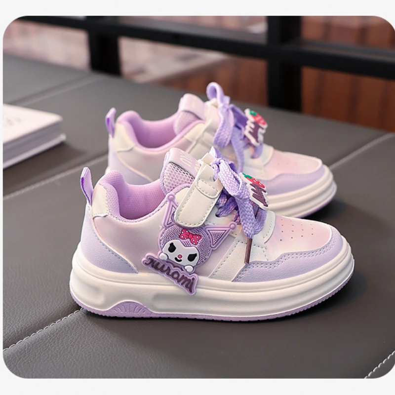 

Kids Girls Casual Shoes Sneakers For 4-6 Year Old PU Leather Cartoon Princess Style Breathable Non-slip Pink Purple Size 26-37