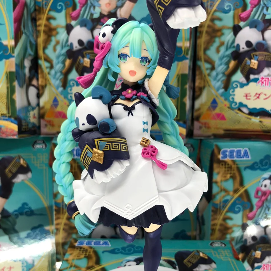 Figura de Anime de 18 cm de Hatsune Miku, Estilo Nacional, Moda Panda, Modelo MODERNCHINA, Juguete Coleccionable, Figura de Acción de PVC, Regalos de Cumpleaños