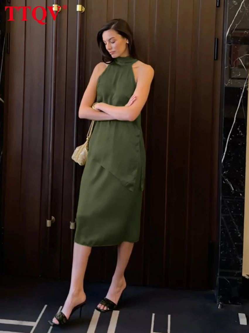 

TTQV Summer Loose Green 2 Piece Set Women 2026 Sexy Sleeveless Tank Top With High Waist Long Skirt Set Female Clothing