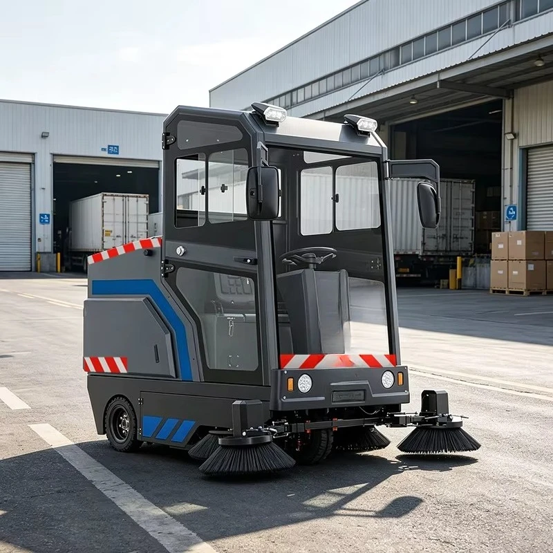 New Fully Enclosed Electric Industrial Ride-On Self-Propelled High Efficiency CE Certified Road Street Cleaning Machine Floor
