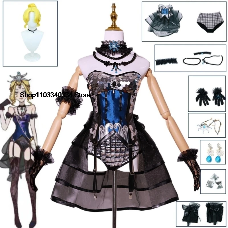 Identity V Cosplay Costume Croteau Beast Tamer Cosplay Wig Dress Dancing Girl Under the Truth Headwear Gloves Stockings Set