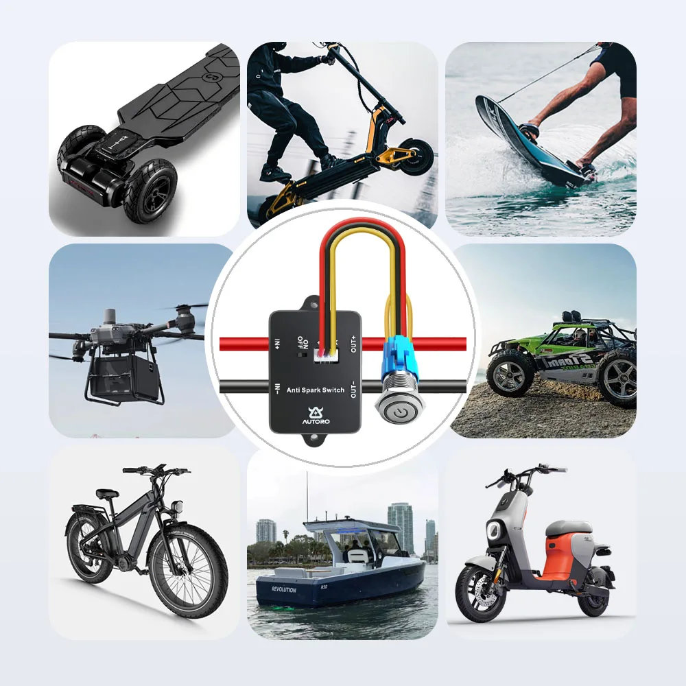 Autoro AS100 안티 스파크 전원 스위치 100A 84V DC – ESC 전기 스케이트보드 스쿠터 RC 자동차 보트 전기 자전거 등을 위한 XT90 커넥터