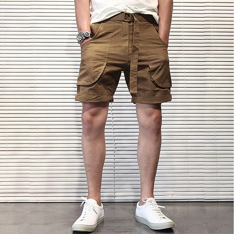 

Мужская рабочая одежда American Sle из чистого хлопка, модные облегающие брюки средней длины 5 четвертей, повседневные прямые летние брюки