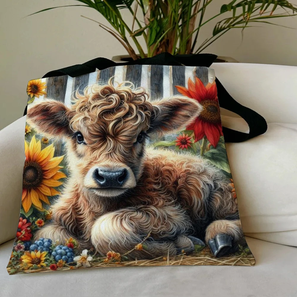 

4 шт., сумка-тоут из коровьего льна, большая вместительная женская сумка на плечо для покупок