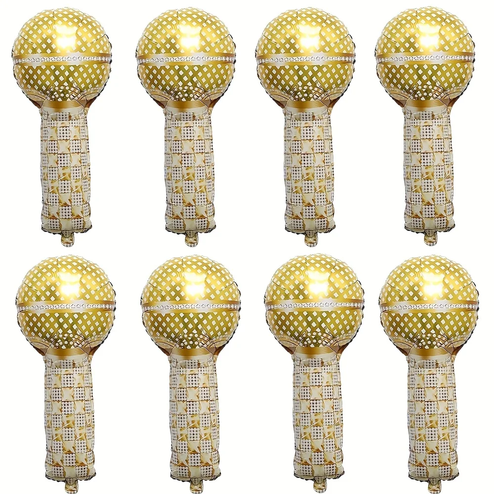 8 Stück Goldene Mikrofon-Aluminiumfolienballons Disco Musik Party Geburtstage Hochzeit Pop-Star Cosplay 80er 90er Hip-Hop Dekoration – Detail 2
