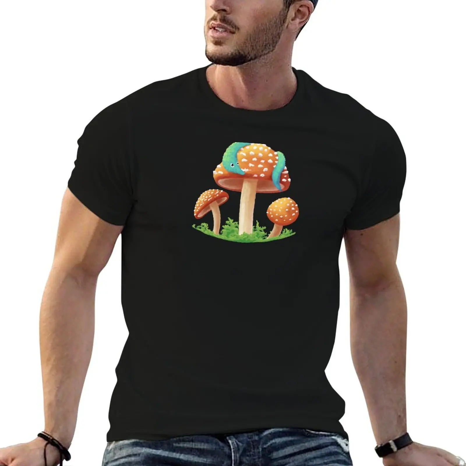 

Mushroom Worm (no text) T-Shirt cotton t shirt man men t shirt cotton 100% T-Shirt