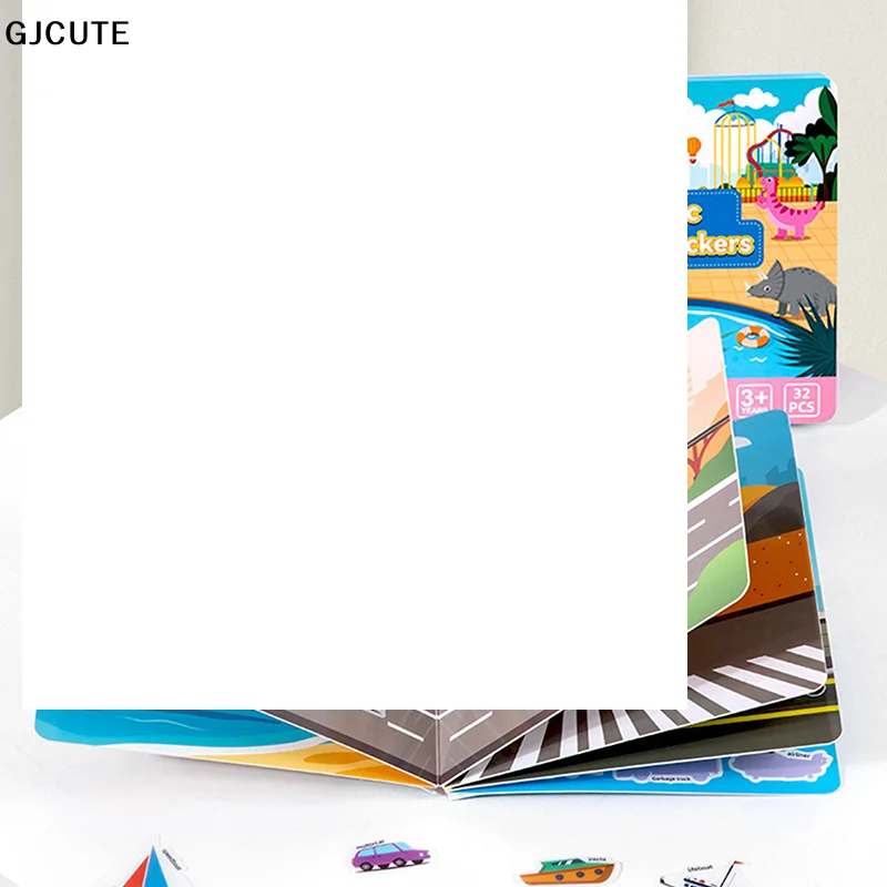 Reusable Scene Cute Stickers DIY Puzzle Magic Sticker Books Cartoon Animal Learning Cognition Toys For Kids Gift