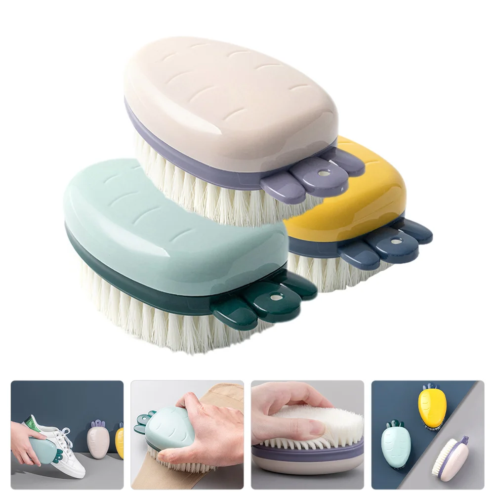 

3Pcs Shoe Cleaner Brush Soft Bristles Double End Design Laundry Scrub Brush Clothes Cleaning Practical Travel Use