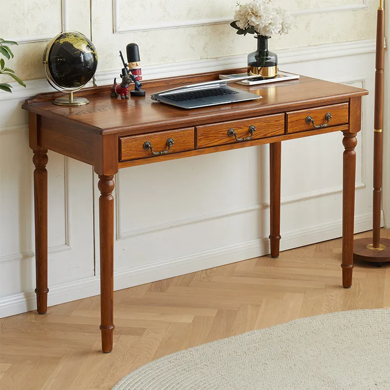 

American pure solid wood desk, small apartment, bedroom writing desk, red oak 1m study desk, home study room, computer desk