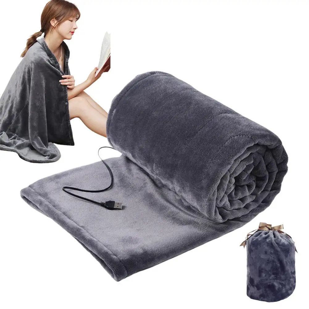

Hot 160x85cm USB Heating Blanket Travel For Sofa Bed 5 Levels Portable Electric Blanket Winter Warm Soft Plush Car Shawl Camping