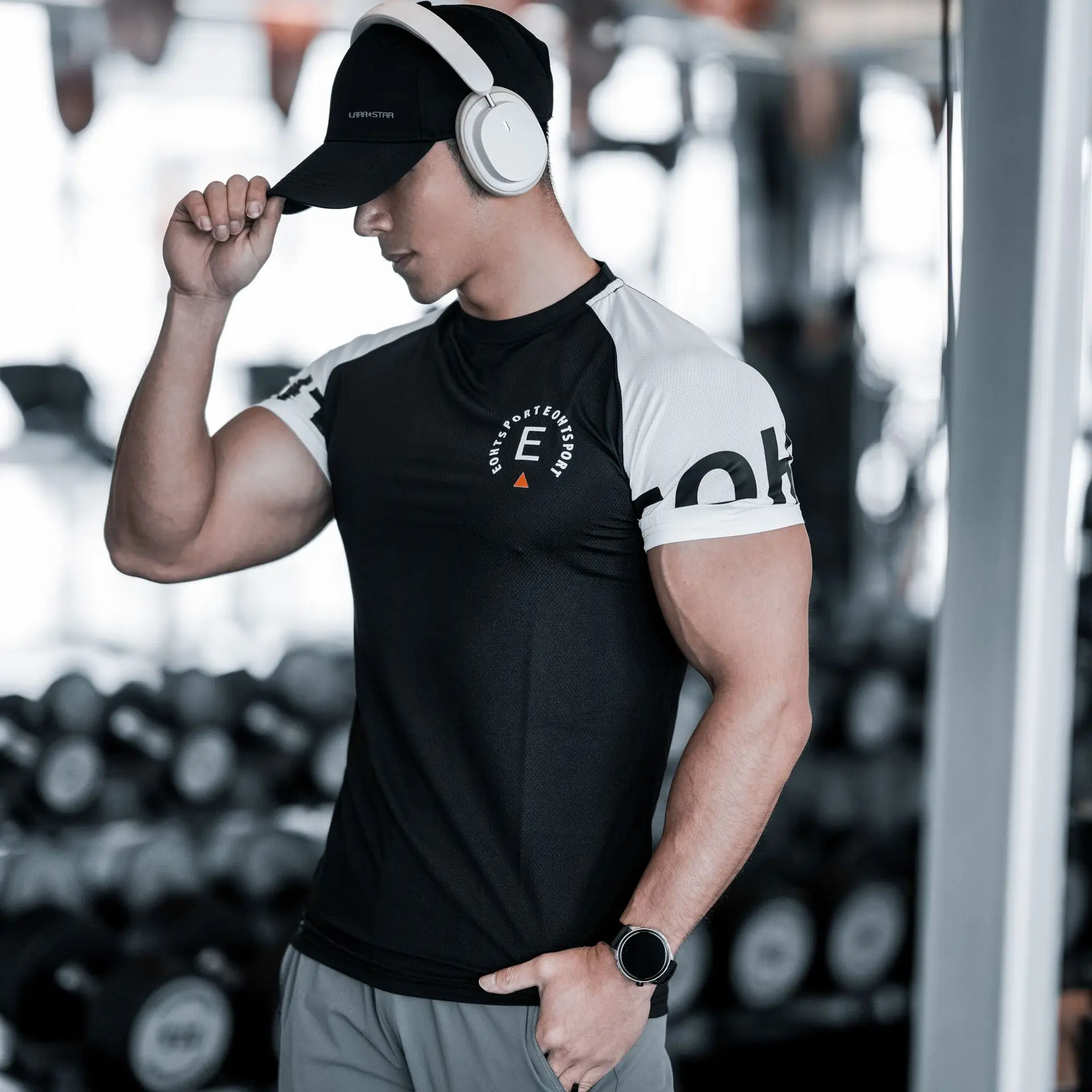 Men Casual Printing Short Sleeve Quick Drying Running T-Shirt Elasticity Bodybuilding  Clothes Fitness Gym T Shirt Size M-XXXL