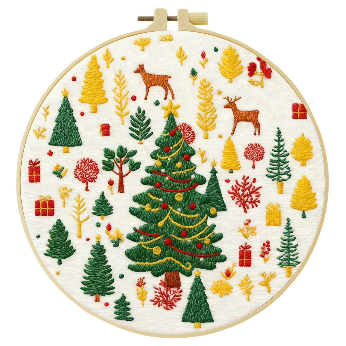 1 Stück 20x20 cm/15x15 cm 7,87/6,3 Zoll Baum-Stickerei-Starter-Kit DIY-Kit DIY-Stickerei-Set Handarbeiten Heimdekorations-Set für Anfänger – Detail 5
