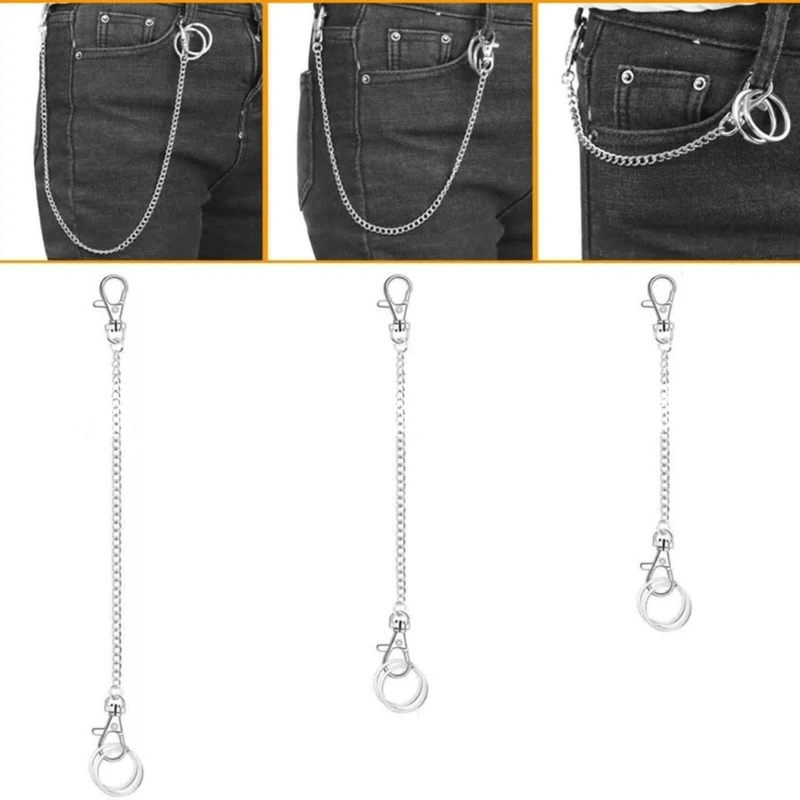 Wallet Chain Silver Keychain with Both Ends Lobster Clasps and Extra-2 Rings DropShip