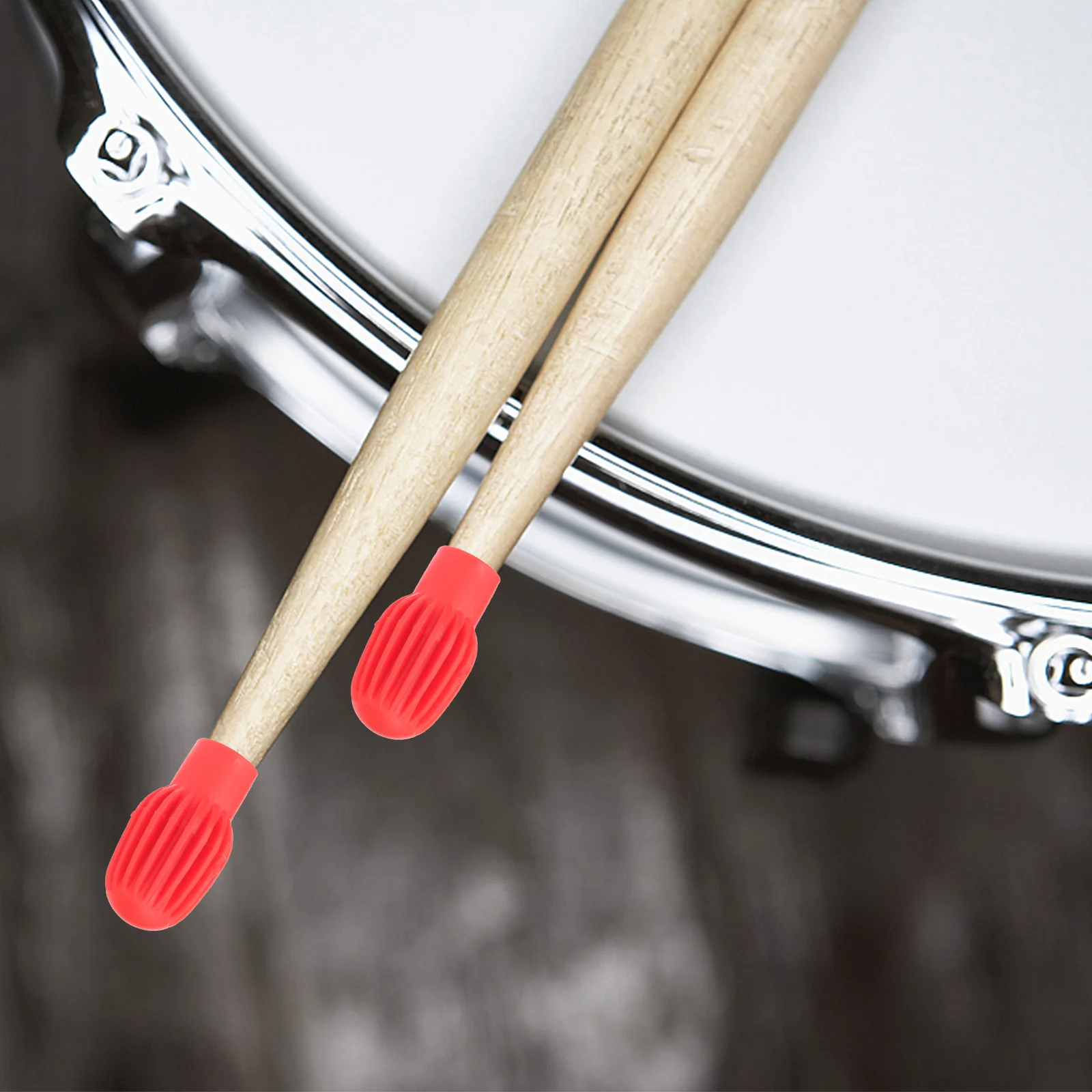 

2Pcs Silicone Drumstick Protectors Soft Mute Covers for Percussion Practice Non Slip Drumstick Caps Drum Accessories