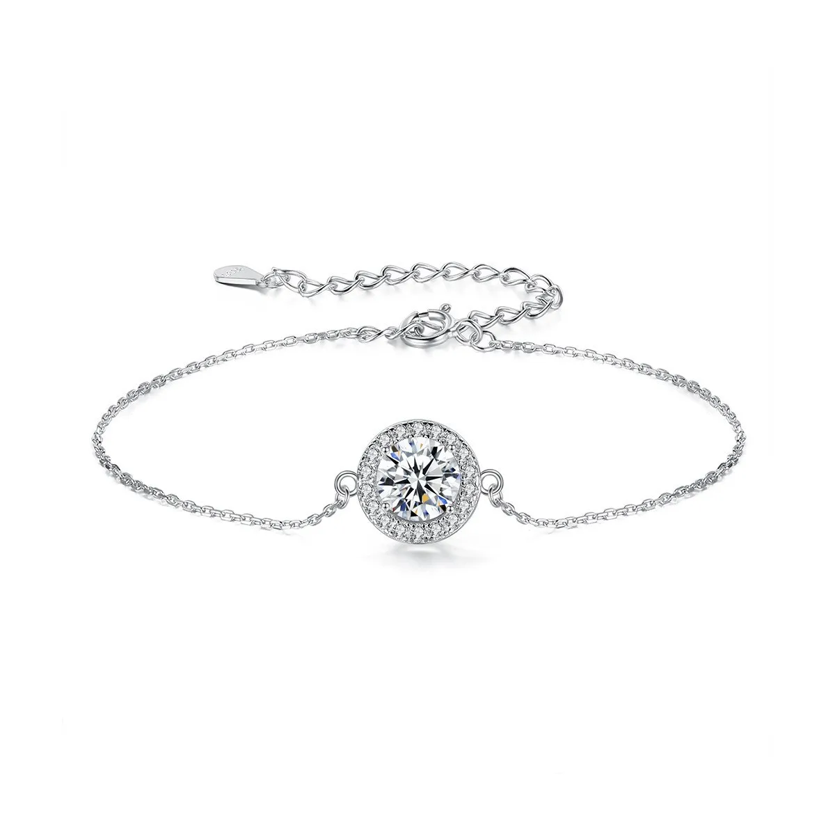 

S925 Sterling Silver Ornaments Korean Version Adjustable Bracelet Mosan Diamond Chain Bracelet