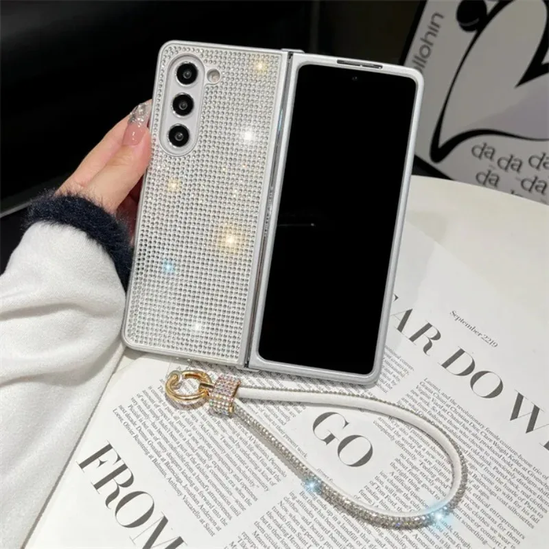 

Luxury Fashion Bling Glitter Dimaond Phone Case for Samsung Galaxy Z Fold 6 5 4 3 TPU Frame Shockproof Cover