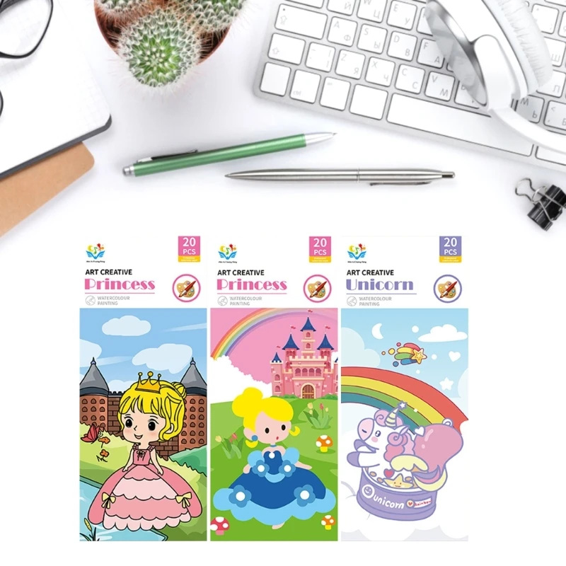 キッズ水彩スケッチブック 水彩塗り絵 水彩画帳 水彩画帳 水彩絵の具セット