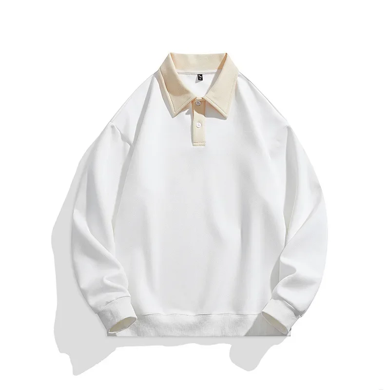 GELITAYIN  Spring And Autumn Collection Latest Fashion Trend Men's Long Sleeved Color Blocked Lapel Polo Shirt Casual Fashio