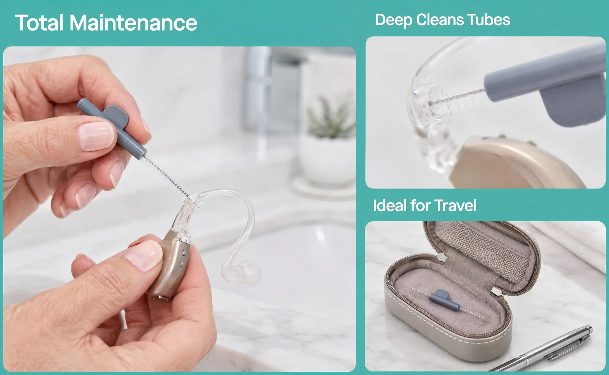 5Pcs Hearing-Aid Cleaning Brush High-Quality Nylon Bristles Soft Touch Safe for Delicate Tubes Household Portable Convenient