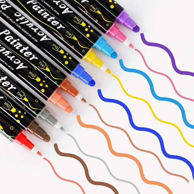 Acrylic Marker 12 24 36 Colors Double Headed Waterproof Art Painting Supplies School Stationary Graffiti Drawing for Kids