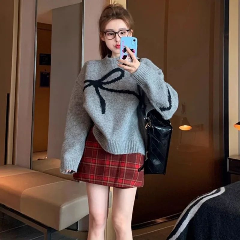 Elegant Pullovers Women Loose Casual Simple Lazy Style Clothing Knitted Skin-friendly Minimalist Sweater Attractive Sweet Girls