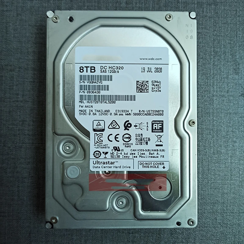 For WD HC320 HUS728T8TAL5200 8T 3.5 7.2K SAS 12GB Enterprise Hard Disk