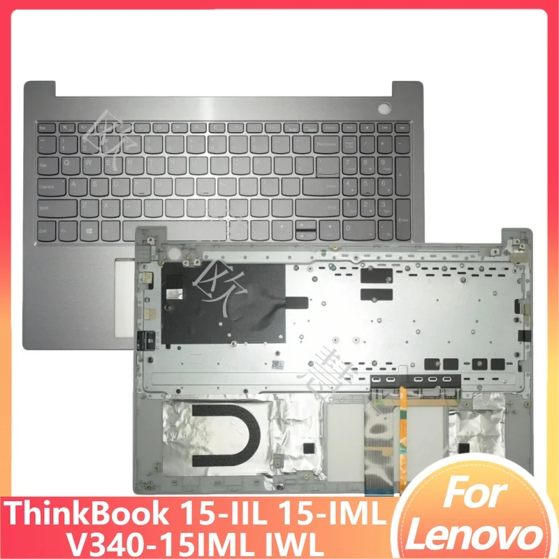 

M New Laptop Cover for Lenovo ThinkBook 15-IIL 15-IML V340-15IML IWL Palmrest Upper Case with US Backlit Keyboard (Gray)