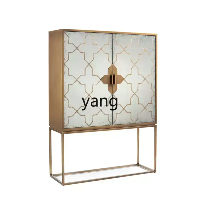 XYY dining side cabinet ultra-thin living room solid wood wine cabinet integrated against the wall simple light luxury