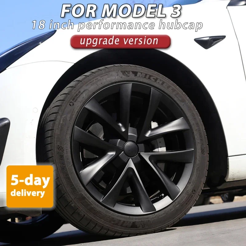 

4PCS HubCap Performance Replacement for Tesla Model 3 Wheel cover 18Inch Automobile Hub cap Full Rim Cover Accessories 2018-2023