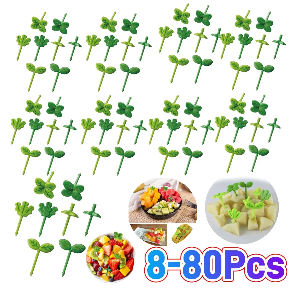 Food Fruit Picks Toothpicks Decoration with Leaf Shapes Snack Cake Dessert Appetizers Sandwich Skewers Forks Box Accessory