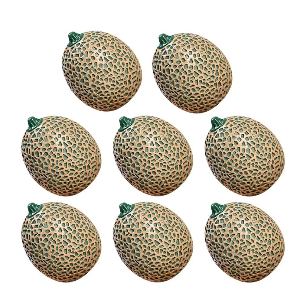 8 Pcs Artificial Cantaloupe Simulation Fruit Model Miniature Resin Decor Photo Props Home nament Safe Kids Teaching
