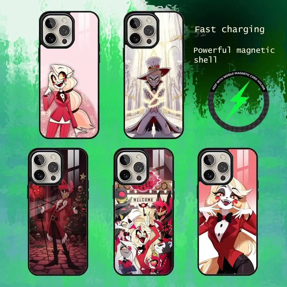 

Чехол для телефона H-Hazbin H-Hotel для iPhone 17, 16, 15, 14, 13 Plus, Pro Max, магнитный, для беспроводной зарядки Magsafe