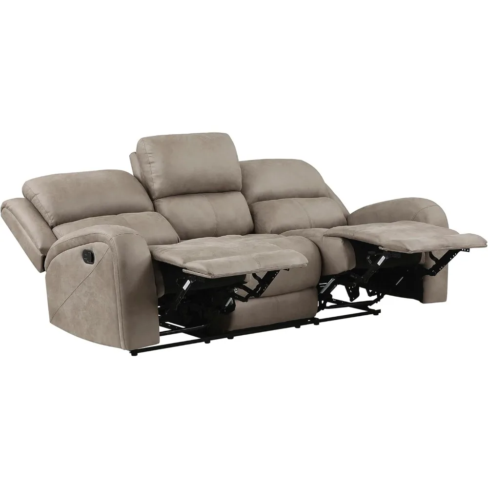 

Reclining Sofa, Polished Microfiber Manual Wall Hugger Sofa Recliner For Living Room, Home Theater Seating,