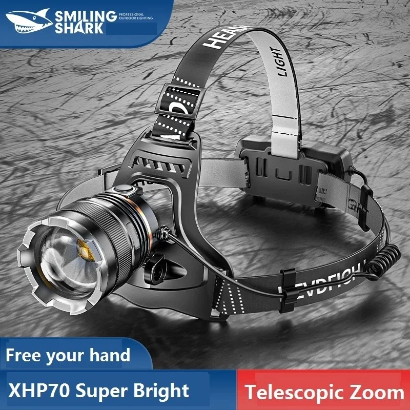 Smiling Shark K225 Led Headlight Super Bright Headlamp Yellow White Head Flashlight Sensor USB Rechargeable Outdoor Lighting