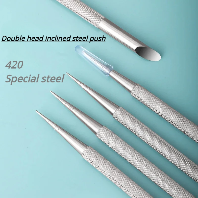 1 Piece Double Ended Stainless Steel Beveled Steel Pusher Nail Remover Dead Skin Pusher Multi-Functional Nail Art Pen Tool