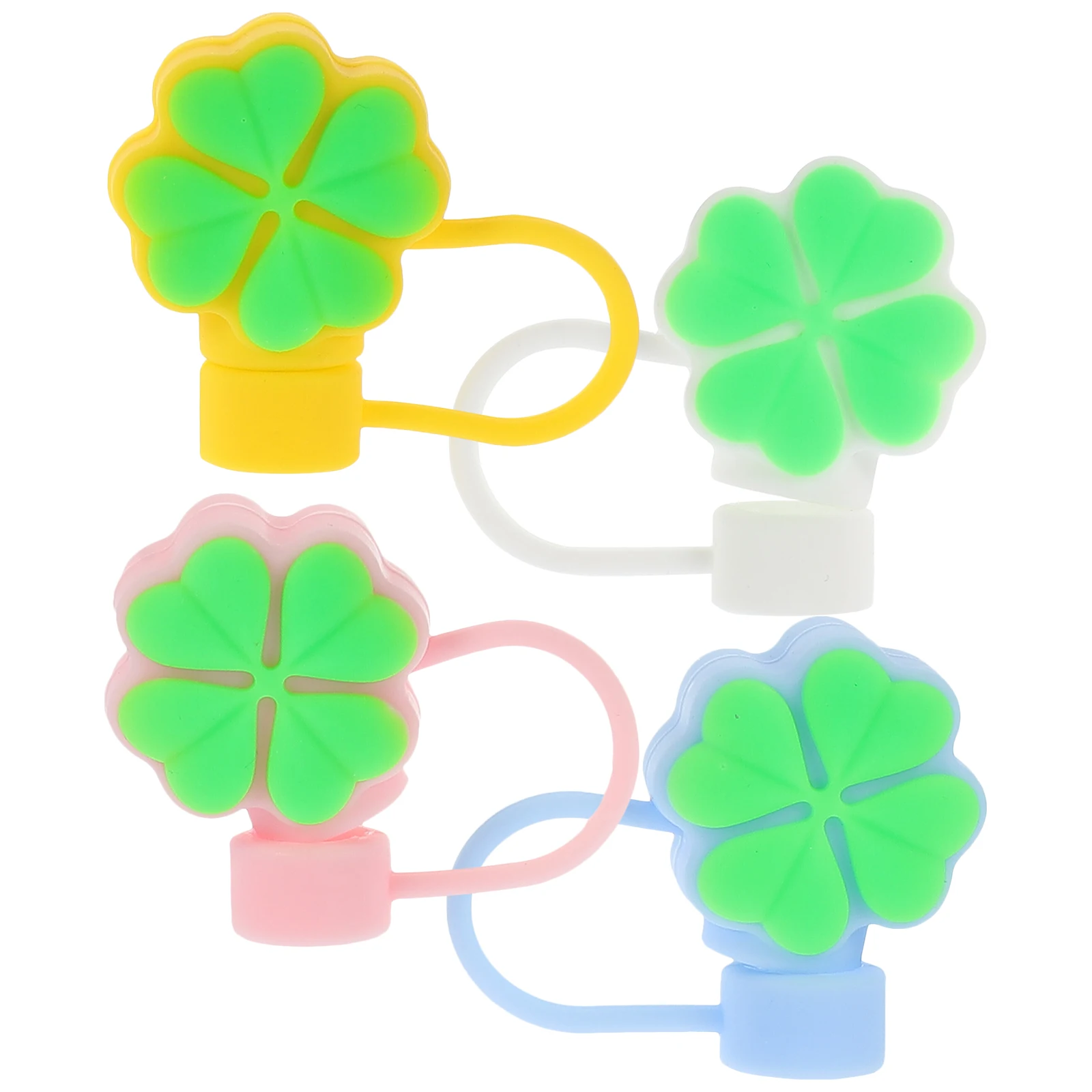 

4 Pcs Silicone Straw Caps Cute Cartoon Party Reusable Covers Smooth Straw Protectors Easy Application