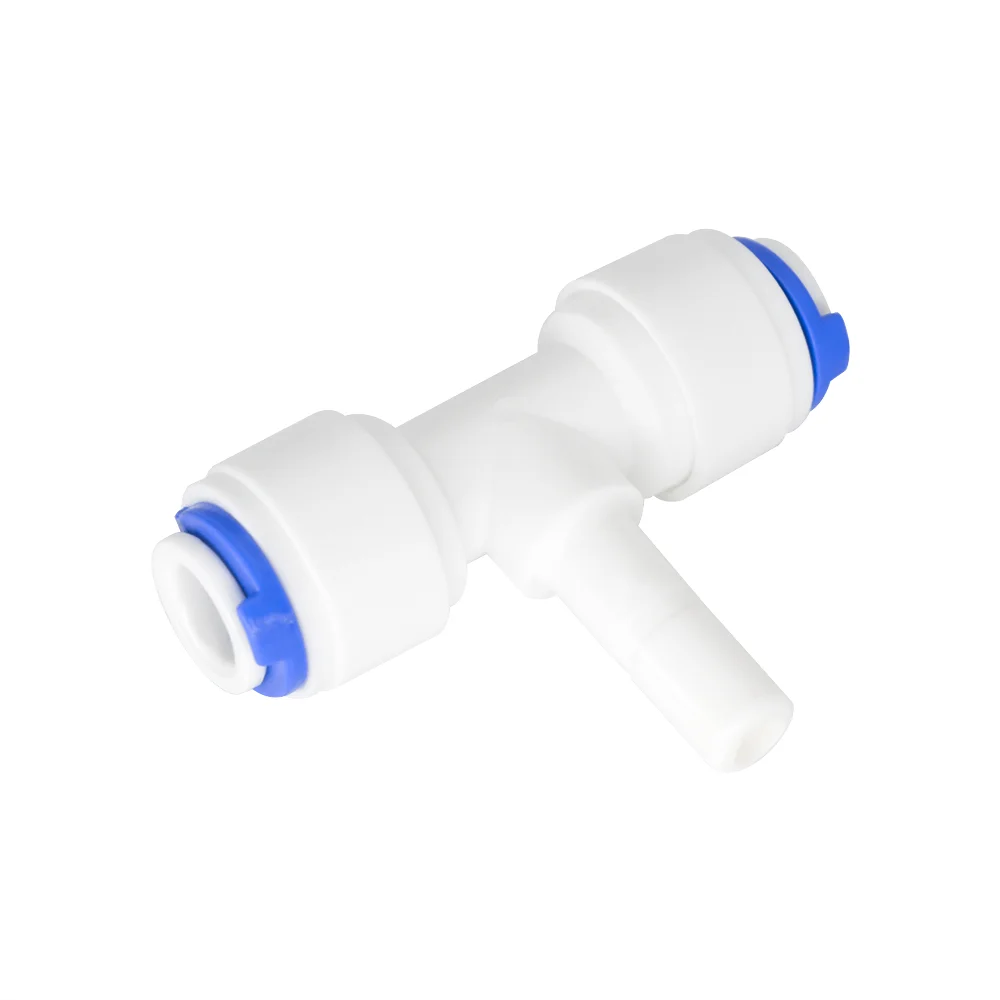 YQBS-Conexão de mangueira para osmose reversa, caule de acoplamento rápido, L Tee reto, RO Água Aquarium Plastic Joint, Pipe Fitting, 1/4, 3/8