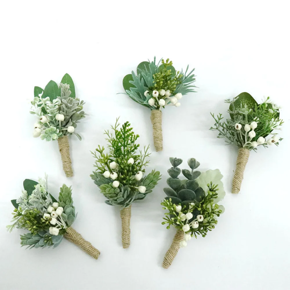 Semplice fatto a mano Berry Flowers Wedding Boutonniers for Men abiti Pins Artificial Floras Pampas Grass Birthday Cake Table Decor